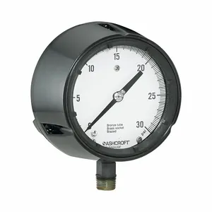 ASHCROFT 451279AS02L60# Pressure Gauge, 0 To 60 Psi, 4 1/2 Inch Dial, 1/4 Inch Npt Male, Bottom, +/-0.5% Accuracy | CN8YNA 787MT5