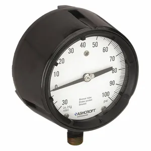 ASHCROFT 451279AS04LV/100# Compound Gauge 30 Hg To 100 Psi 4-1/2in | AE6GZN 5RXY5