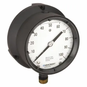 ASHCROFT 451379ASL04L100# Process Pressure Gauge, 0 To 100 Psi, White, 4 1/2 Inch DiaL, Liquid-Filled | CN8XXC 5RYC7