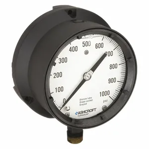 ASHCROFT 451379ASL04L1000# Process Pressure Gauge, 0 To 1000 Psi, White, 4 1/2 Inch DiaL, Liquid-Filled, Bottom | CN8XXA 6WZU1