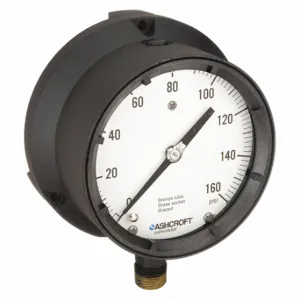 ASHCROFT 451379ASL04L160# Process Pressure Gauge, 0 To 160 Psi, White, 4 1/2 Inch DiaL, Liquid-Filled | CN8XXH 6WZT9