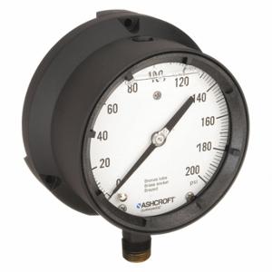 ASHCROFT 451379ASL04L200# Process Pressure Gauge, 0 To 200 Psi, White, 4 1/2 Inch DiaL, Liquid-Filled | CN8XXJ 5RYC8