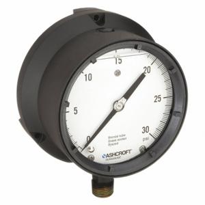 ASHCROFT 451379ASL04L30# Process Pressure Gauge, 0 To 30 Psi, White, 4 1/2 Inch DiaL, Liquid-Filled | CN8XXN 5RYC5