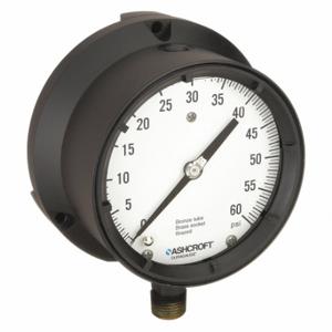 ASHCROFT 451379ASL04L60# Process Pressure Gauge, 0 To 60 Psi, White, 4 1/2 Inch DiaL, Liquid-Filled | CN8XXZ 5RYC6