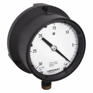 ASHCROFT 451379ASL04LVAC Process Vacuum Gauge, 30 To 0 Inch Hg, White, 4 1/2 Inch DiaL, Liquid-Filled | CN8ZHR 6WZU2