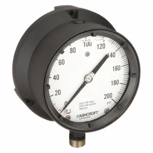 ASHCROFT 451379SSL04L200# Process Pressure Gauge, 0 To 200 Psi, White, 4 1/2 Inch DiaL, Liquid-Filled | CN8XXK 5RYD4