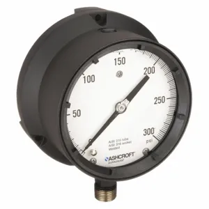 ASHCROFT 451379SSL04L300# Process Pressure Gauge, 0 To 300 Psi, White, 4 1/2 Inch DiaL, Liquid-Filled | CN8XXQ 5RYD5