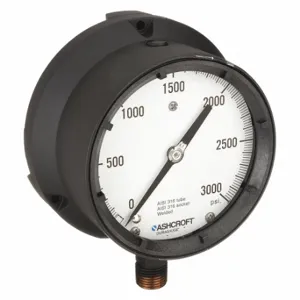 ASHCROFT 451379SSL04L3000# Process Pressure Gauge, 0 To 3000 Psi, White, 4 1/2 Inch DiaL, Liquid-Filled, Bottom | CN8XXL 6WZV2