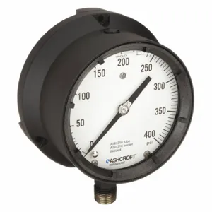 ASHCROFT 451379SSL04L400# Process Pressure Gauge, 0 To 400 Psi, White, 4 1/2 Inch DiaL, Liquid-Filled | CN8XXR 6WZU9