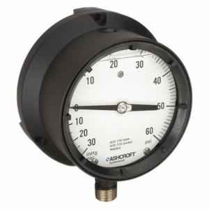ASHCROFT 451379SSL04LVAC/60# Process Compound Gauge, 30 To 0 To 60 Inch Hg/Psi, White, 4 1/2 Inch DiaL, Liquid-Filled | CN8XWX 6WZV6