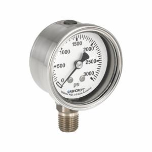 ASHCROFT 501008SL02L100# Pressure Gauge, Corrosion-Resistant Case, 0 To 100 PSI, 2 Inch Dial, 1/4 Inch Npt Male | CN8YJJ 787NL6