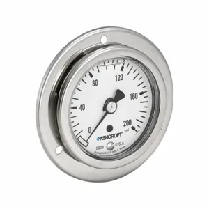 ASHCROFT 632008SL02B200# Panel Mount Pressure Gauge, Corrosion-Resistant Case, 0 To 200 Psi, 2 1/2 Inch Dial, Npt | CN8YAF 787N58