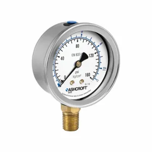 ASHCROFT 638008A4F02LP0L200# Pressure Gauge, 0 To 200 Psi Psi, 2 1/2 Inch DiaL, 1/4 Inch Npt Male, Bottom, 8008A | CR4KAV 787MP3