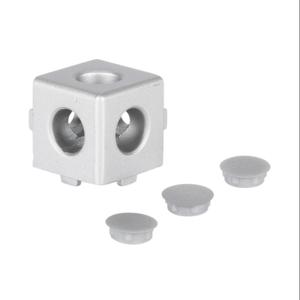 FATH 148956 Cube Connector, Silver, 1 x 1 x 1 Inch Size, Die-Cast Aluminum, Slot Size 6 | CV7FNQ