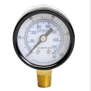 PROSENSE G15-BD100-8LB Mechanical Pressure Gauge, 1.5 Inch Dia., 0 To 100 Psig/0 To 700 Kpa | CV7NRT