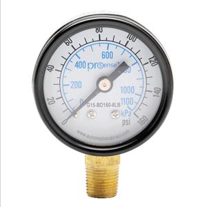 PROSENSE G15-BD160-8LB Mechanical Pressure Gauge, 1.5 Inch Dia., 0 To 160 Psig/0 To 1100 Kpa | CV7NRV
