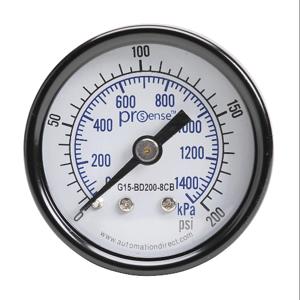 PROSENSE G15-BD200-8CB Mechanical Pressure Gauge, 1.5 Inch Dia., 0 To 200 Psig/0 To 1400 Kpa | CV7NRW