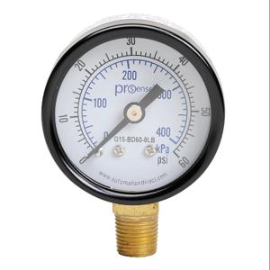 PROSENSE G15-BD60-8LB Mechanical Pressure Gauge, 1.5 Inch Dia., 0 To 60 Psig/0 To 400 Kpa, Black Steel Dry Case | CV7NTB