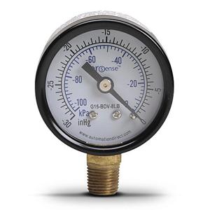 PROSENSE G15-BDV-8LB Mechanical Pressure Gauge, 1.5 Inch Dia., -30 To 0 In Hg VACuum/-100 To 0 Kpa | CV7NTD