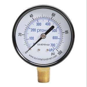 PROSENSE G25-BD100-4LB Mechanical Pressure Gauge, 2.5 Inch Dia., 0 To 100 Psig/0 To 700 Kpa | CV7NTV