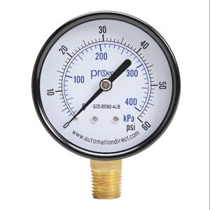 PROSENSE G25-BD60-4LB Mechanical Pressure Gauge, 2.5 Inch Dia., 0 To 60 Psig/0 To 400 Kpa, Black Steel Dry Case | CV7NUF