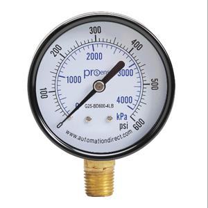 PROSENSE G25-BD600-4LB Mechanical Pressure Gauge, 2.5 Inch Dia., 0 To 600 Psig/0 To 4000 Kpa | CV7NUD