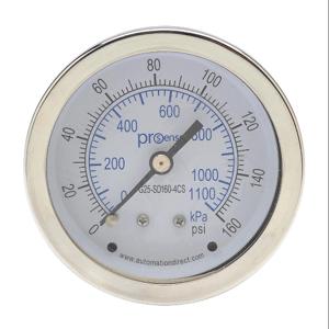 PROSENSE G25-SD160-4CS Mechanisches Manometer, 2.5 Zoll Durchmesser, 0 bis 160 Psig/0 bis 1100 Kpa | CV7NUM