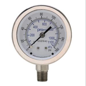 PROSENSE G25-SD160-4LS Mechanical Pressure Gauge, 2.5 Inch Dia., 0 To 160 Psig/0 To 1100 Kpa | CV7NUN