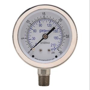 PROSENSE G25-SD30-4LS Mechanical Pressure Gauge, 2.5 Inch Dia., 0 To 30 Psig/0 To 210 Kpa | CV7NUU