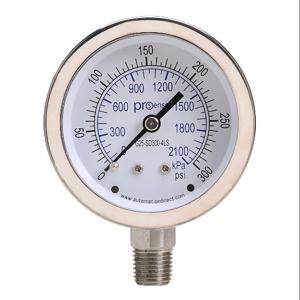 PROSENSE G25-SD300-4LS Mechanical Pressure Gauge, 2.5 Inch Dia., 0 To 300 Psig/0 To 2100 Kpa | CV7NUR