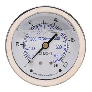 PROSENSE G25-SL100-4CB Mechanical Pressure Gauge, 2.5 Inch Dia., 0 To 100 Psig/0 To 700 Kpa | CV7NVD