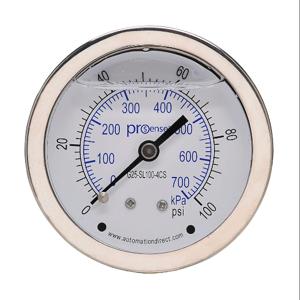 PROSENSE G25-SL100-4CS Mechanical Pressure Gauge, 2.5 Inch Dia., 0 To 100 Psig/0 To 700 Kpa | CV7NVE