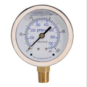 PROSENSE G25-SL100-4LB Mechanisches Manometer, 2.5 Zoll Durchmesser, 0 bis 100 Psig/0 bis 700 Kpa | CV7NVF