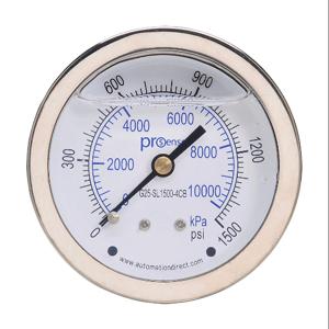 PROSENSE G25-SL1500-4CB Mechanical Pressure Gauge, 2.5 Inch Dia., 0 To 1500 Psig/0 To 10000 Kpa | CV7NVH