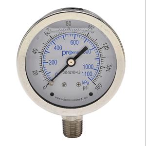 PROSENSE G25-SL160-4LS Mechanical Pressure Gauge, 2.5 Inch Dia., 0 To 160 Psig/0 To 1100 Kpa | CV7NVN