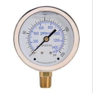 PROSENSE G25-SL200-4LB Mechanical Pressure Gauge, 2.5 Inch Dia., 0 To 200 Psig/0 To 1400 Kpa | CV7NVU