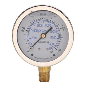 PROSENSE G25-SL2000-4LB Mechanical Pressure Gauge, 2.5 Inch Dia., 0 To 2000 Psig/0 To 14000 Kpa | CV7NVQ