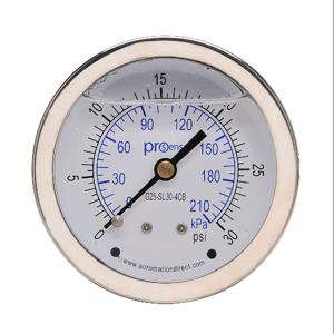 PROSENSE G25-SL30-4CB Mechanisches Manometer, 2.5 Zoll Durchmesser, 0 bis 30 Psig/0 bis 210 Kpa | CV7NWB