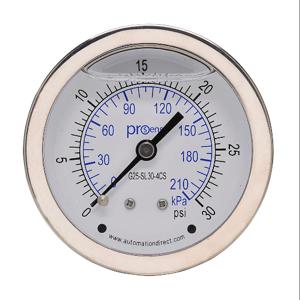PROSENSE G25-SL30-4CS Mechanical Pressure Gauge, 2.5 Inch Dia., 0 To 30 Psig/0 To 210 Kpa | CV7NWC
