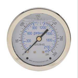 PROSENSE G25-SL300-4CB Mechanical Pressure Gauge, 2.5 Inch Dia., 0 To 300 Psig/0 To 2100 Kpa | CV7NVY