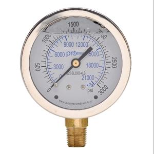 PROSENSE G25-SL3000-4LB Mechanical Pressure Gauge, 2.5 Inch Dia., 0 To 3000 Psig/0 To 21000 Kpa | CV7NVX