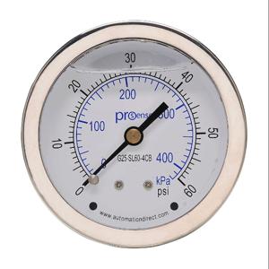PROSENSE G25-SL60-4CB Mechanisches Manometer, 2.5 Zoll Durchmesser, 0 bis 60 Psig/0 bis 420 Kpa | CV7NWL