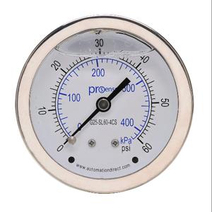 PROSENSE G25-SL60-4CS Mechanical Pressure Gauge, 2.5 Inch Dia., 0 To 60 Psig/0 To 420 Kpa | CV7NWM