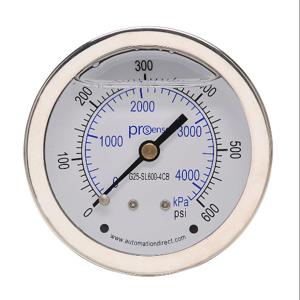 PROSENSE G25-SL600-4CB Mechanical Pressure Gauge, 2.5 Inch Dia., 0 To 600 Psig/0 To 4200 Kpa | CV7NWH