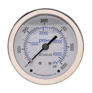PROSENSE G25-SL6000-4CB Mechanical Pressure Gauge, 2.5 Inch Dia., 0 To 6000 Psig/0 To 42000 Kpa | CV7NWF