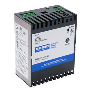 RHINO PS12-075D Switching Power Supply, 12 VDC At 6A/72W, 120/240 VAC Nominal Input, 1-Phase, Enclosed | CV7VMP