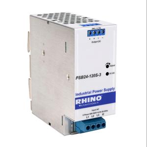 RHINO PSB24-120S-3 Switching Power Supply, 24 VDC At 5A/120W, 480 VAC Nominal Input, 3-Phase, Enclosed | CV7VND