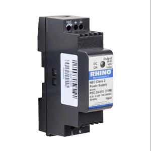 RHINO PSC-24-015 Switching Power Supply, 24 VDC At 0.63A/15W, 120/240 VAC Nominal Input, 1-Phase, Enclosed | CV7VNU
