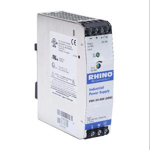 RHINO PSH-24-080 Switching Power Supply, 24 VDC At 3.4A/80W, 120/240 VAC Nominal Input, 1-Phase, Enclosed | CV7VPY