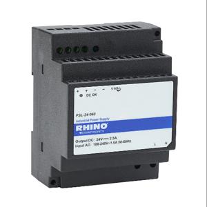 RHINO PSL-24-060 Switching Power Supply, 24 VDC At 2.5A/60W, 120/240 VAC Or 125-375 VDC Nominal Input | CV7VQP